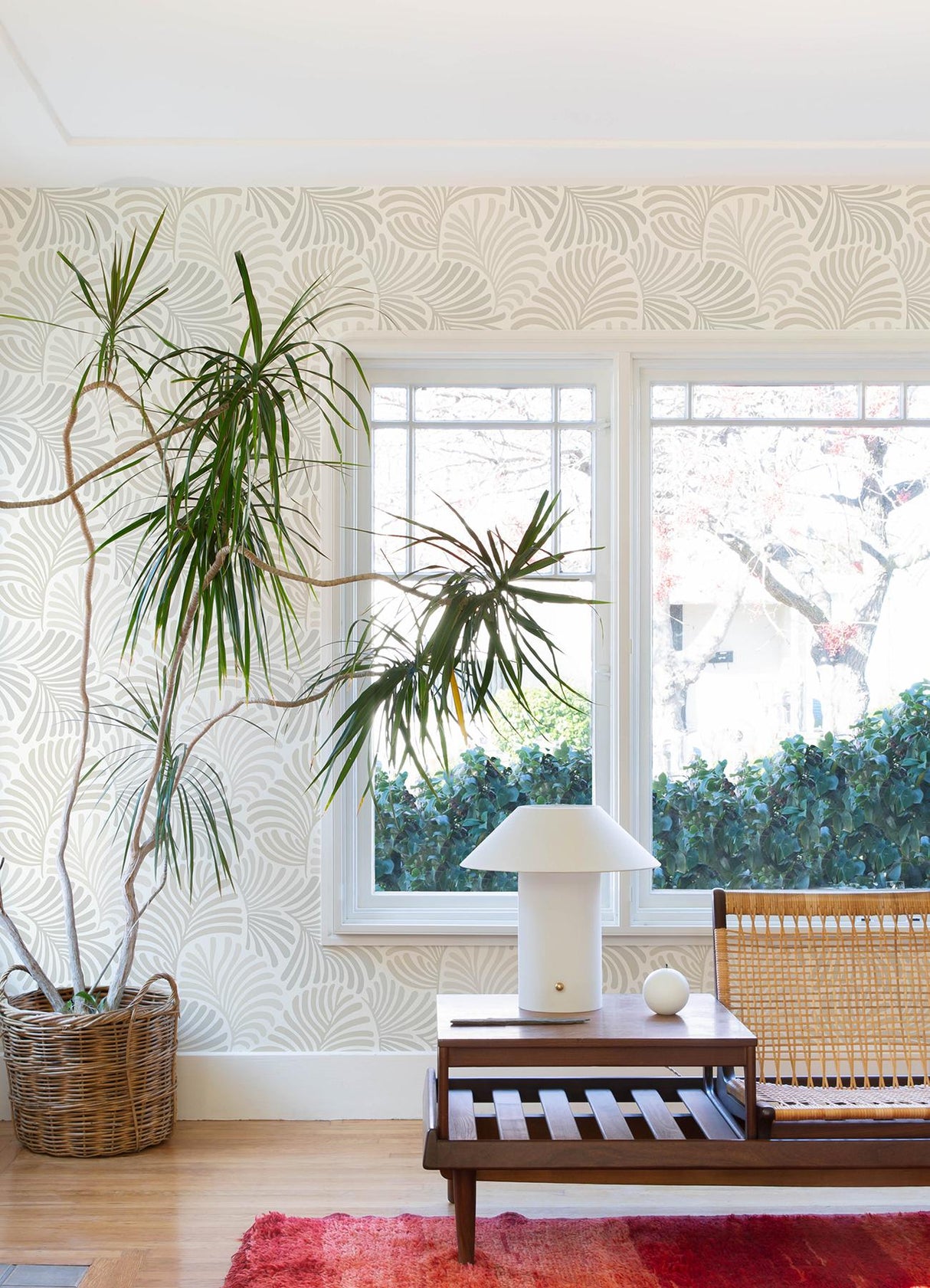 A-Street Prints Trousdale Neutral Fanning Flora Wallpaper by Scott Living