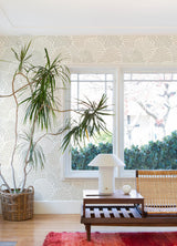 A-Street Prints Trousdale Neutral Fanning Flora Wallpaper by Scott Living