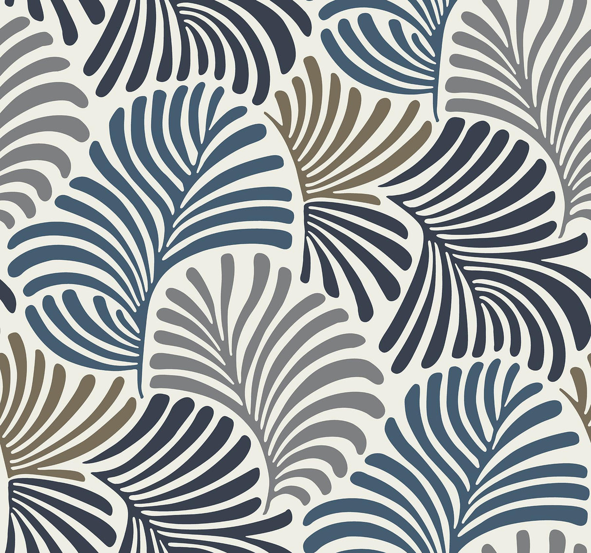 A-Street Prints Trousdale Dark Blue Fanning Flora Wallpaper by Scott Living