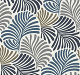 A-Street Prints Trousdale Dark Blue Fanning Flora Wallpaper by Scott Living