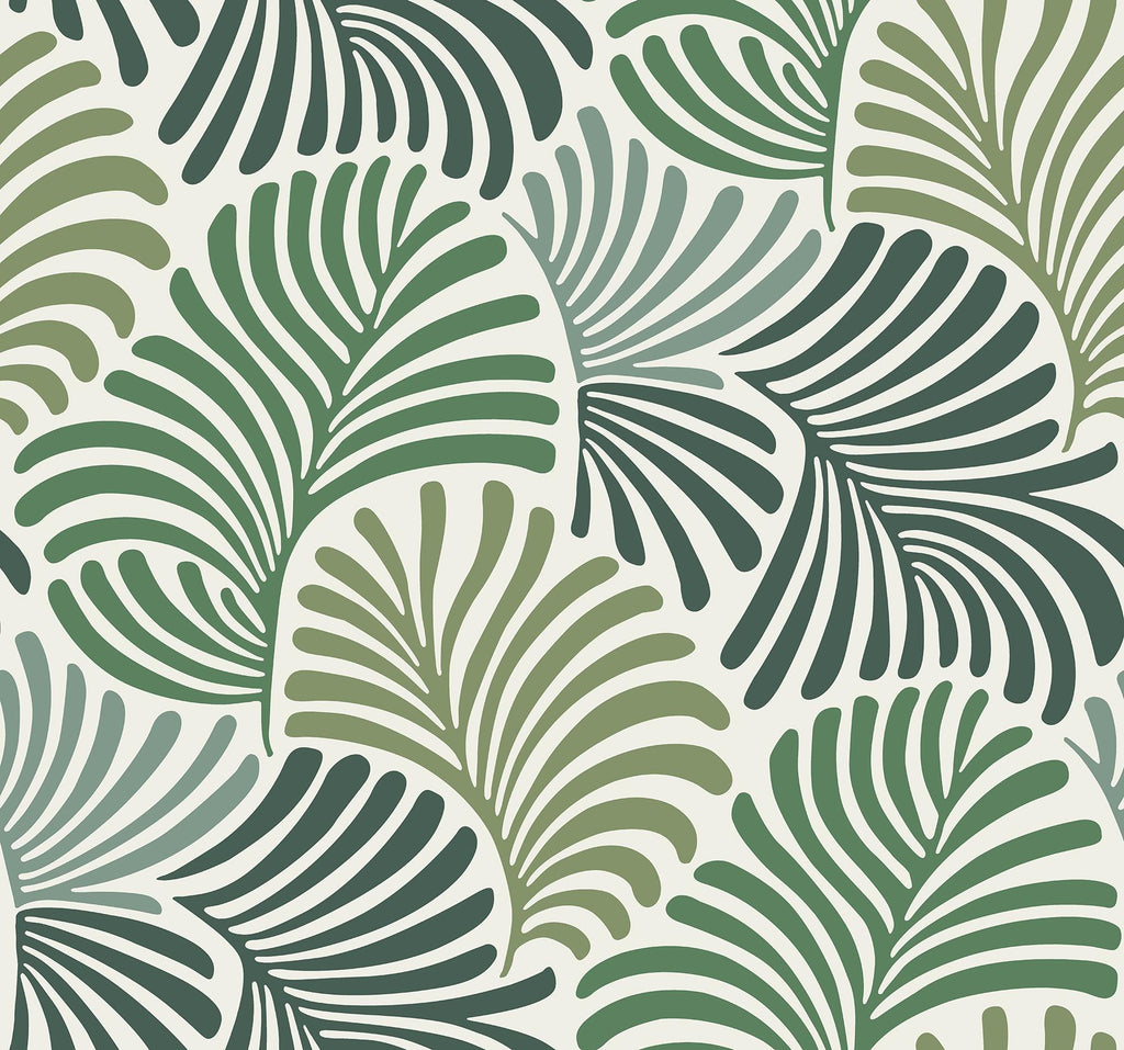 A-Street Prints Trousdale Green Fanning Flora Wallpaper by Scott Living