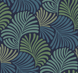 A-Street Prints Trousdale Navy Fanning Flora Wallpaper by Scott Living
