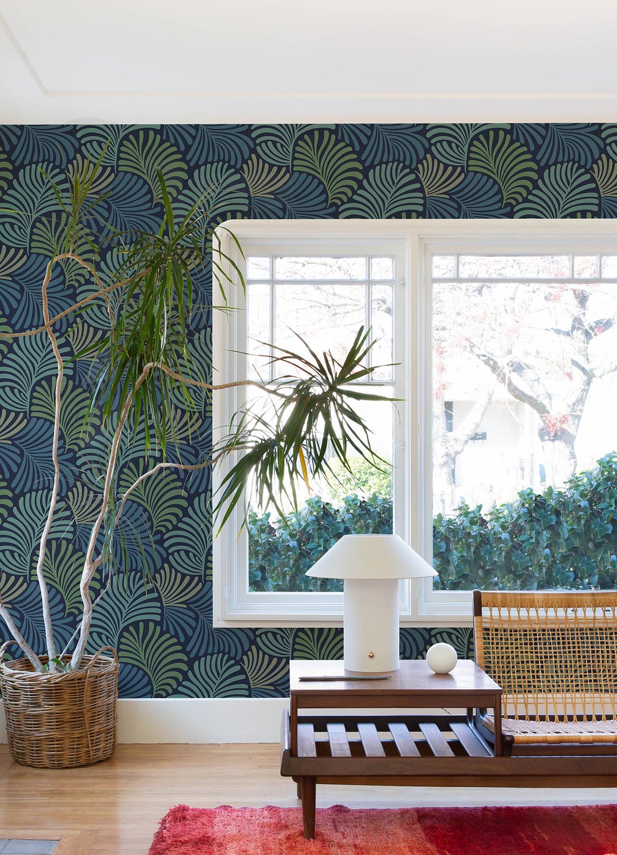 A-Street Prints Trousdale Navy Fanning Flora Wallpaper by Scott Living