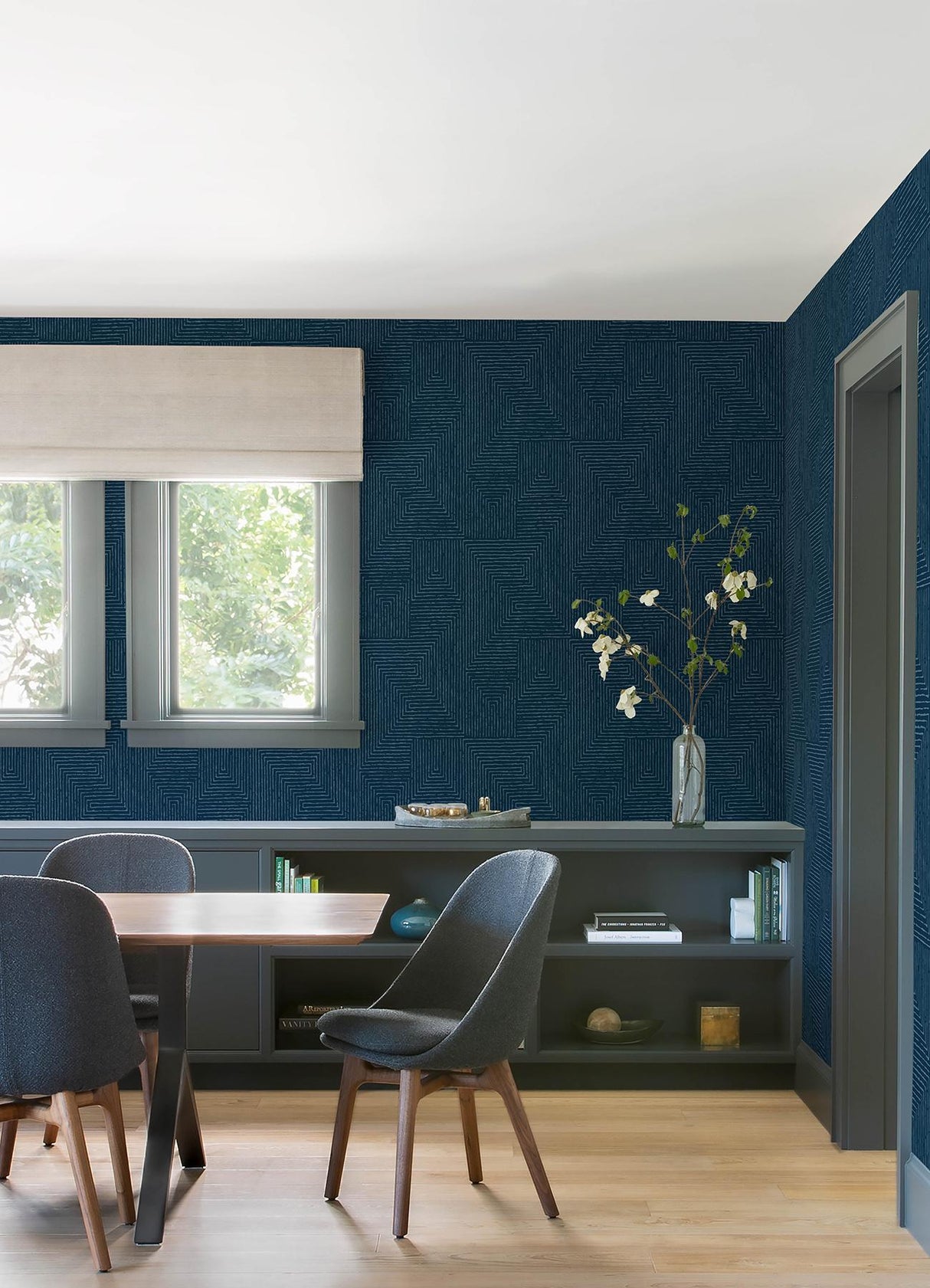 A-Street Prints Mortenson Navy Geometric Wallpaper by Scott Living