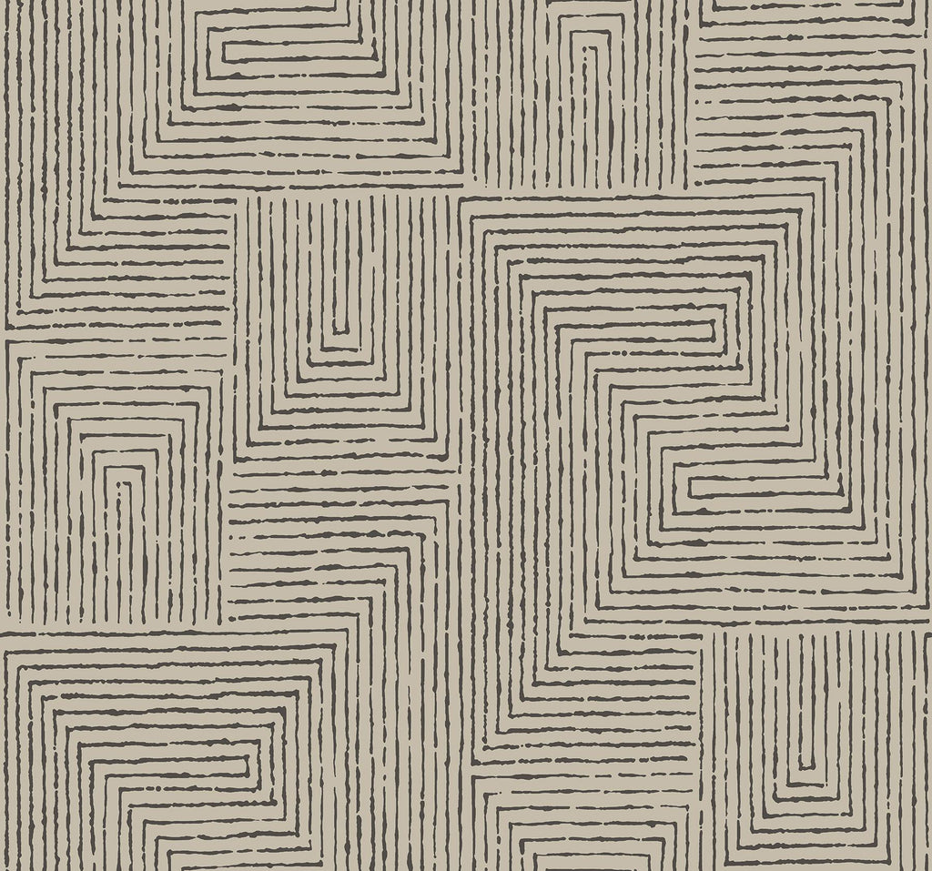 A-Street Prints Mortenson Taupe Geometric Wallpaper by Scott Living