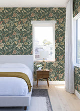 A-Street Prints Crestwood Sea Green Crowned Crane Wallpaper by Scott Living