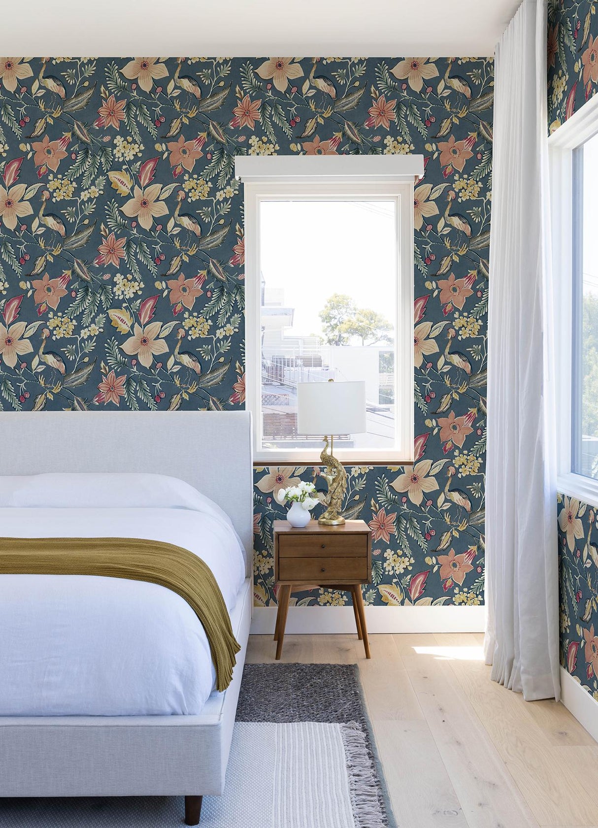 A-Street Prints Crestwood Blue Crowned Crane Wallpaper by Scott Living