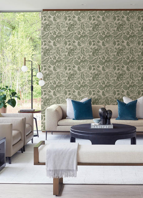 A-Street Prints Culver Moss Jacobean Wallpaper by Scott Living