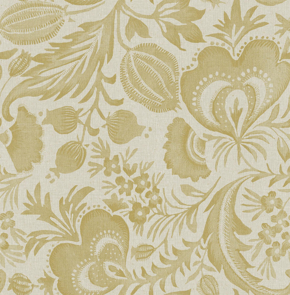 A-Street Prints Culver Mustard Jacobean Wallpaper by Scott Living