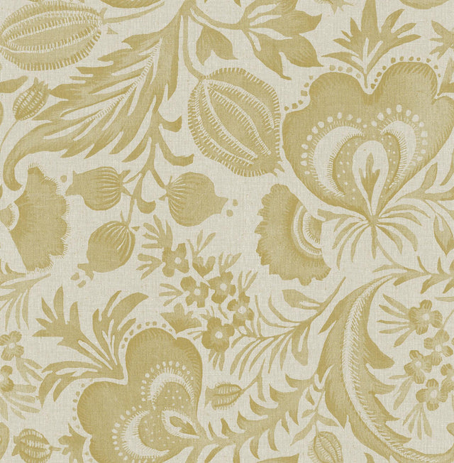 A-Street Prints Culver Mustard Jacobean Wallpaper by Scott Living