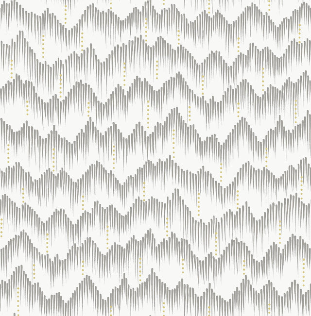 A-Street Prints Holmby Grey Brushstroke Zigzag Wallpaper by Scott Living