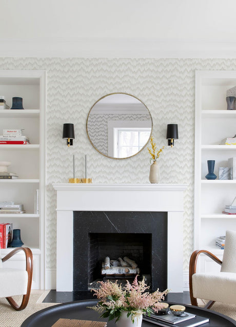 A-Street Prints Holmby Bone Brushstroke Zigzag Wallpaper by Scott Living