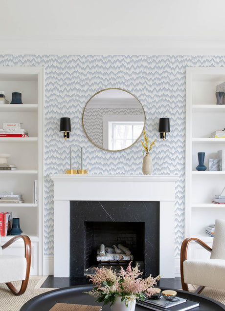 A-Street Prints Holmby Light Blue Brushstroke Zigzag Wallpaper by Scott Living