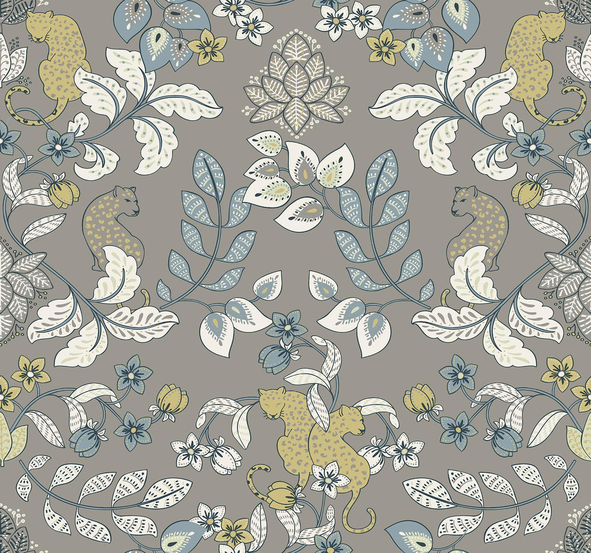 A-Street Prints Getty Grey Jungle Damask Wallpaper by Scott Living