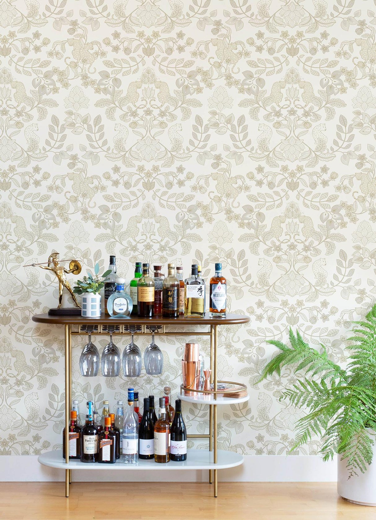 A-Street Prints Getty Cream Jungle Damask Wallpaper by Scott Living