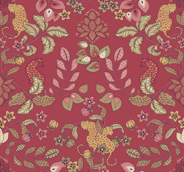 A-Street Prints Getty Raspberry Jungle Damask Wallpaper by Scott Living