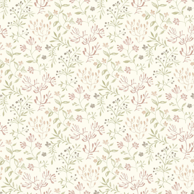 Brewster Home Fashions Tarragon Blush Dainty Meadow Wallpaper