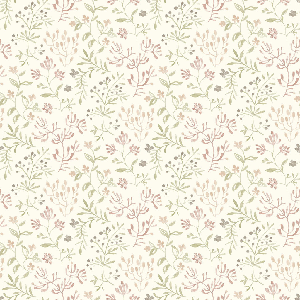 Brewster Home Fashions Tarragon Blush Dainty Meadow Wallpaper
