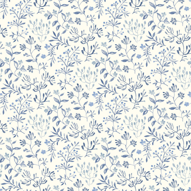 Brewster Home Fashions Tarragon Blue Dainty Meadow Wallpaper
