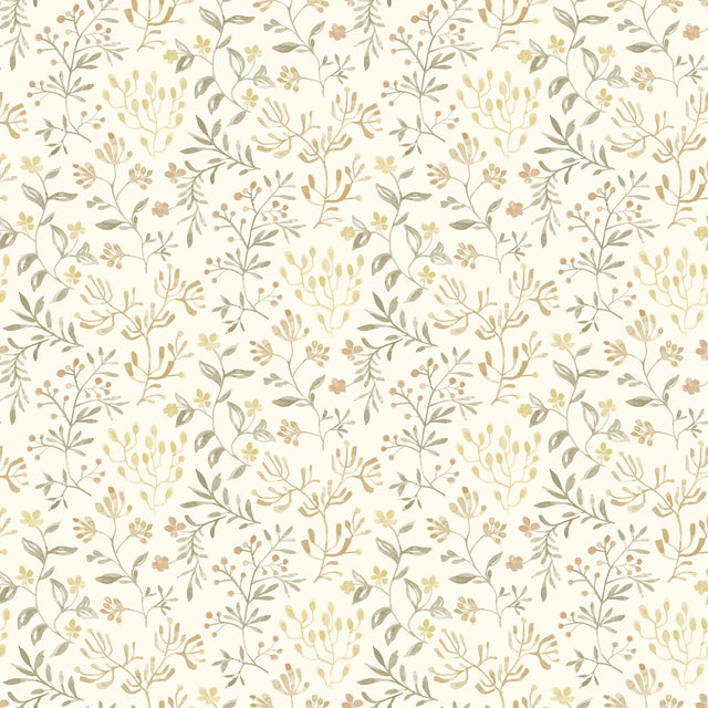 Brewster Home Fashions Tarragon Honey Dainty Meadow Wallpaper