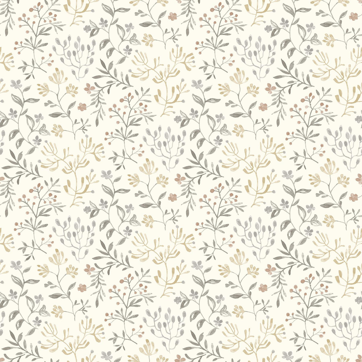 Brewster Home Fashions Tarragon Grey Dainty Meadow Wallpaper