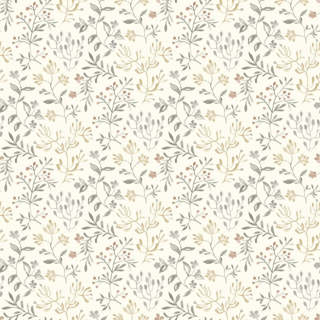 Brewster Home Fashions Tarragon Grey Dainty Meadow Wallpaper