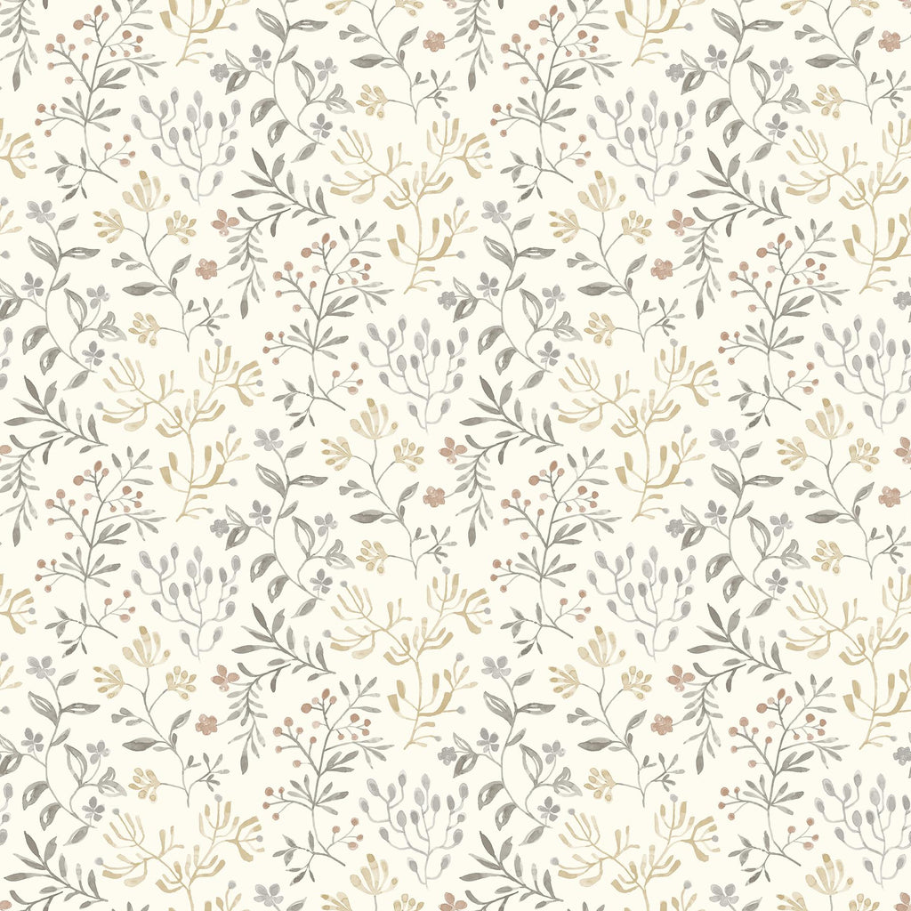 Brewster Home Fashions Tarragon Grey Dainty Meadow Wallpaper