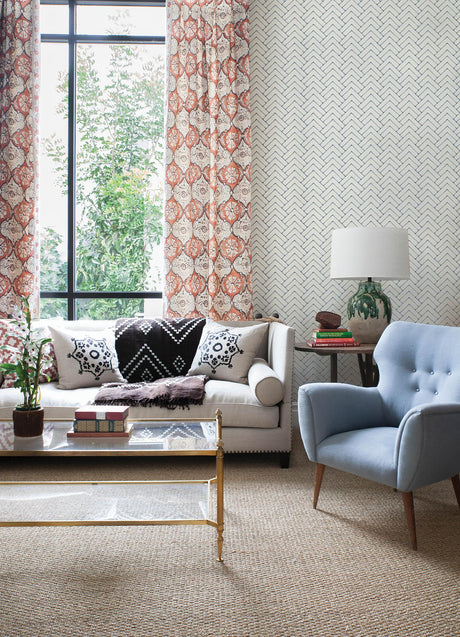 Brewster Home Fashions Oswin Navy Tiered Herringbone Wallpaper