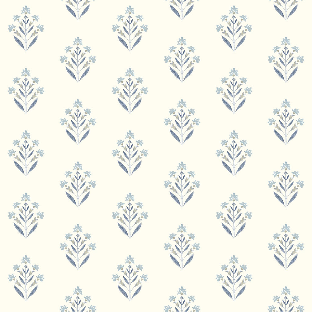 Brewster Home Fashions Kova Blue Floral Crest Wallpaper