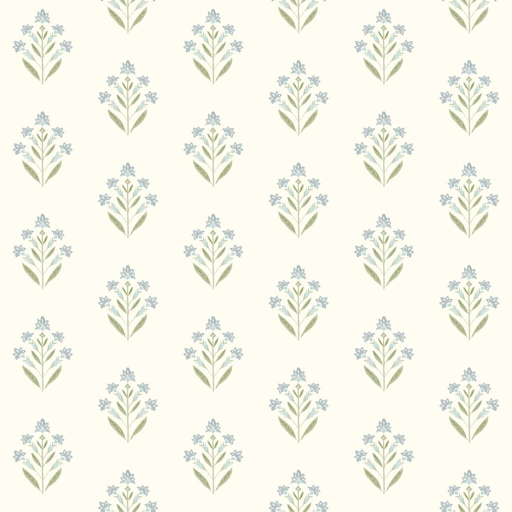 Brewster Home Fashions Kova Aquamarine Floral Crest Wallpaper