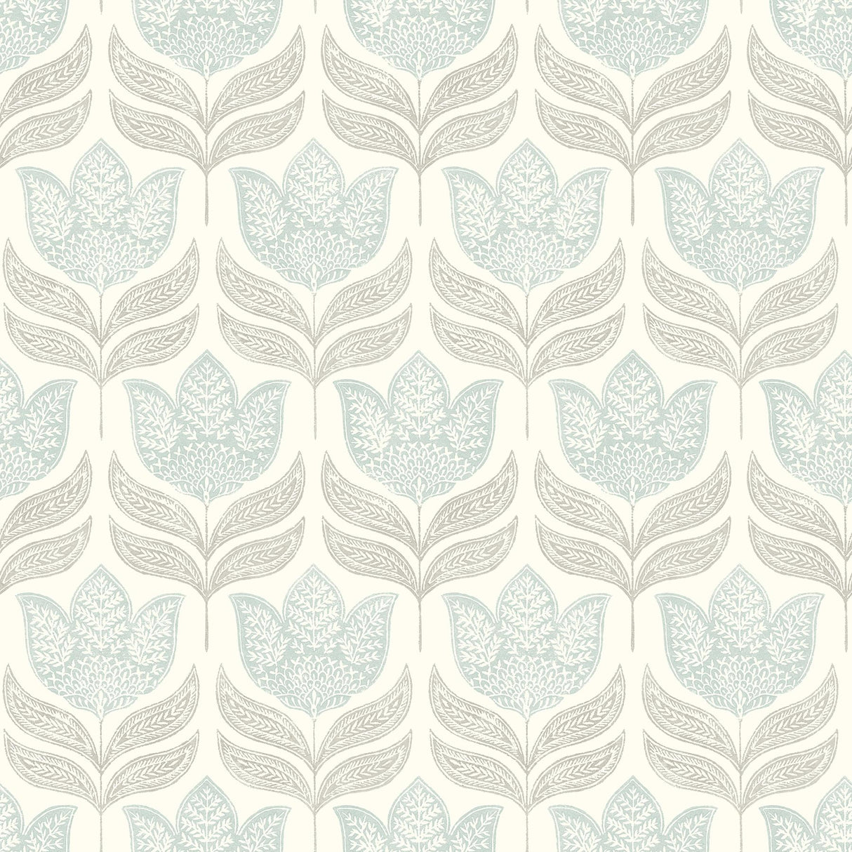 Brewster Home Fashions Cathal Aqua Tulip Block Print Wallpaper