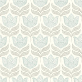 Brewster Home Fashions Cathal Aqua Tulip Block Print Wallpaper