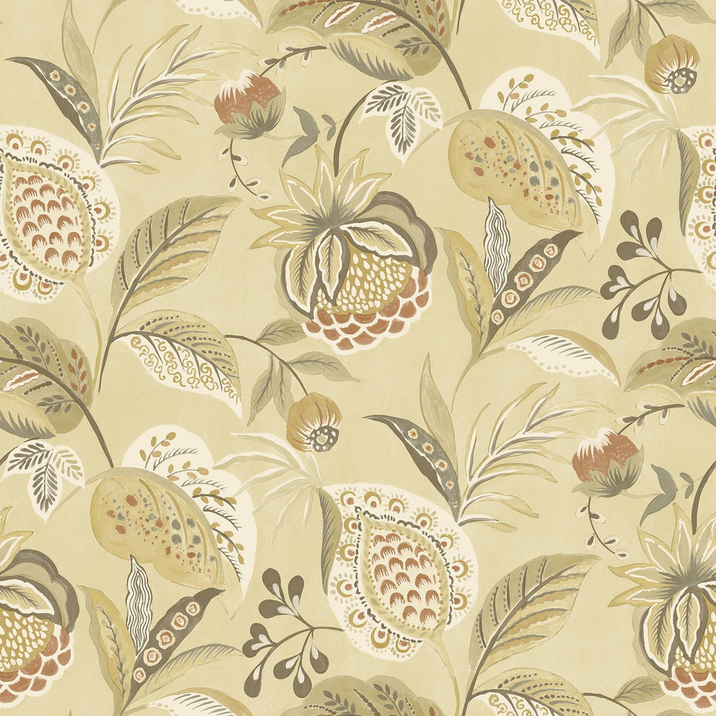 Brewster Home Fashions Bohemian Mustard Jacobean Wallpaper