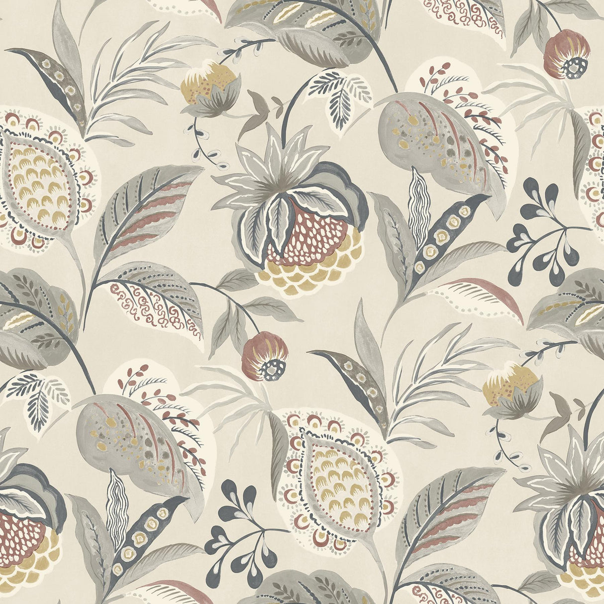 Brewster Home Fashions Bohemian Grey Jacobean Wallpaper