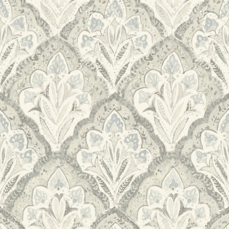 Brewster Home Fashions Mimir Grey Quilted Damask Wallpaper