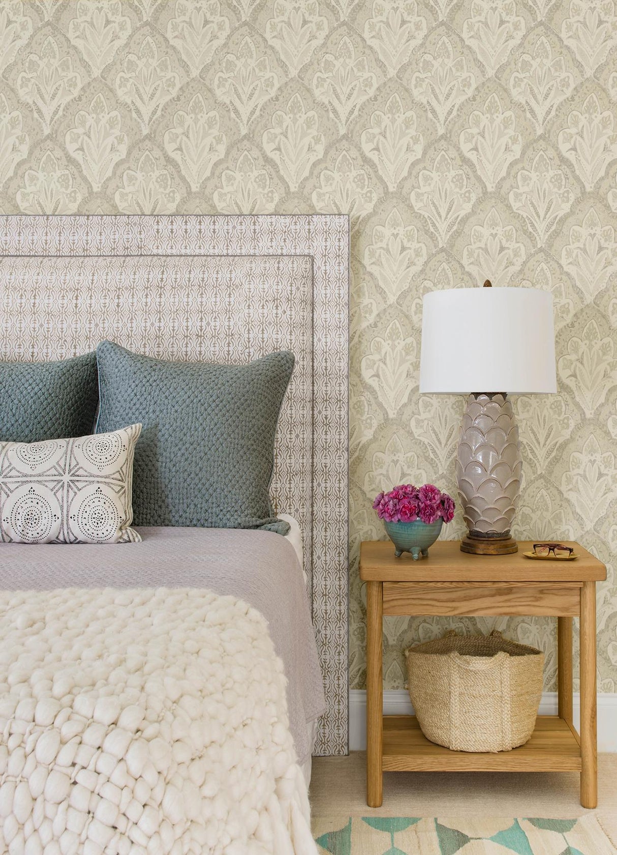 Brewster Home Fashions Mimir Dove Quilted Damask Wallpaper