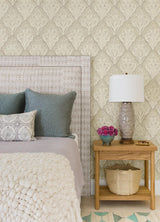 Brewster Home Fashions Mimir Dove Quilted Damask Wallpaper