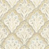 Brewster Home Fashions Mimir Mustard Quilted Damask Wallpaper