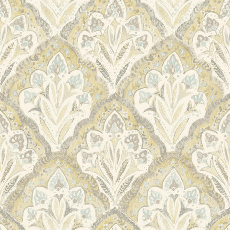 Brewster Home Fashions Mimir Mustard Quilted Damask Wallpaper