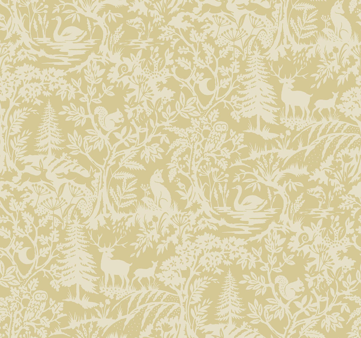 Brewster Home Fashions Alrick Mustard Forest Venture Wallpaper