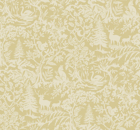 Brewster Home Fashions Alrick Mustard Forest Venture Wallpaper