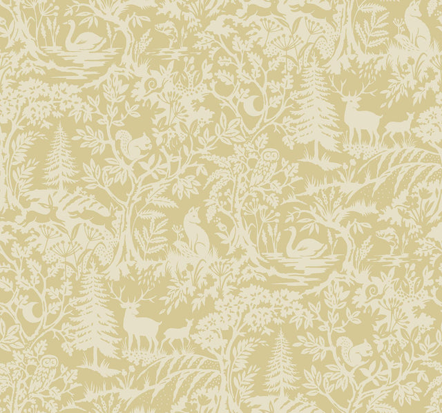 Brewster Home Fashions Alrick Mustard Forest Venture Wallpaper