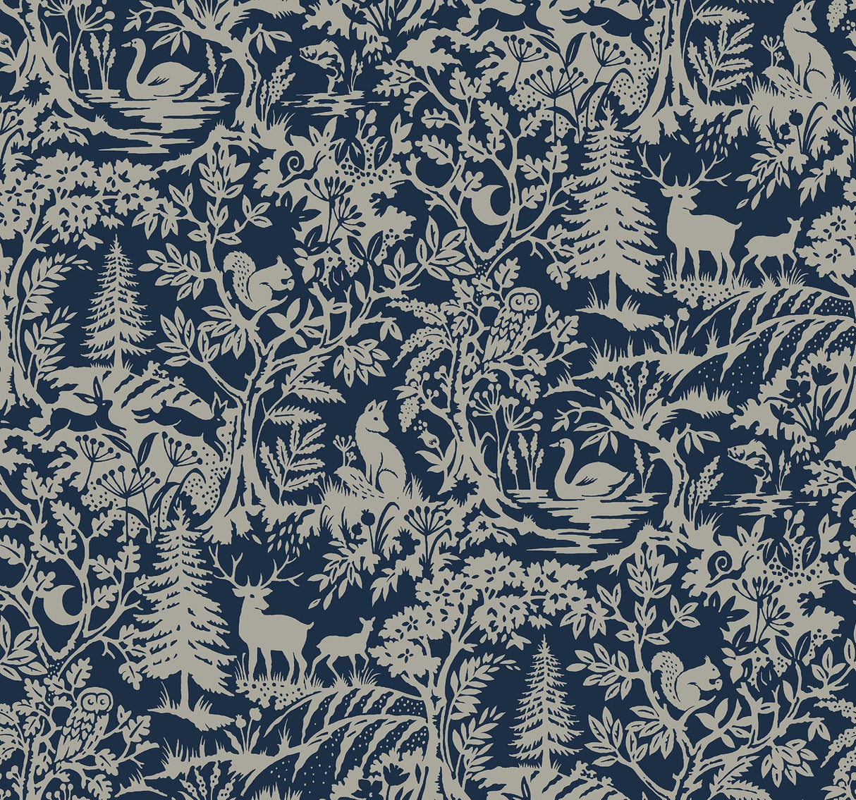 Brewster Home Fashions Alrick Navy Forest Venture Wallpaper