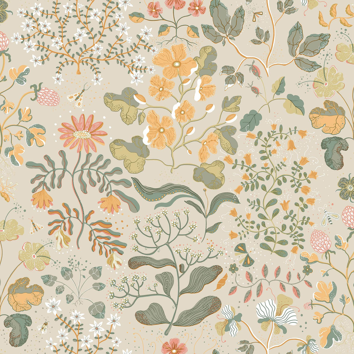 A-Street Prints Groh Apricot Floral Wallpaper