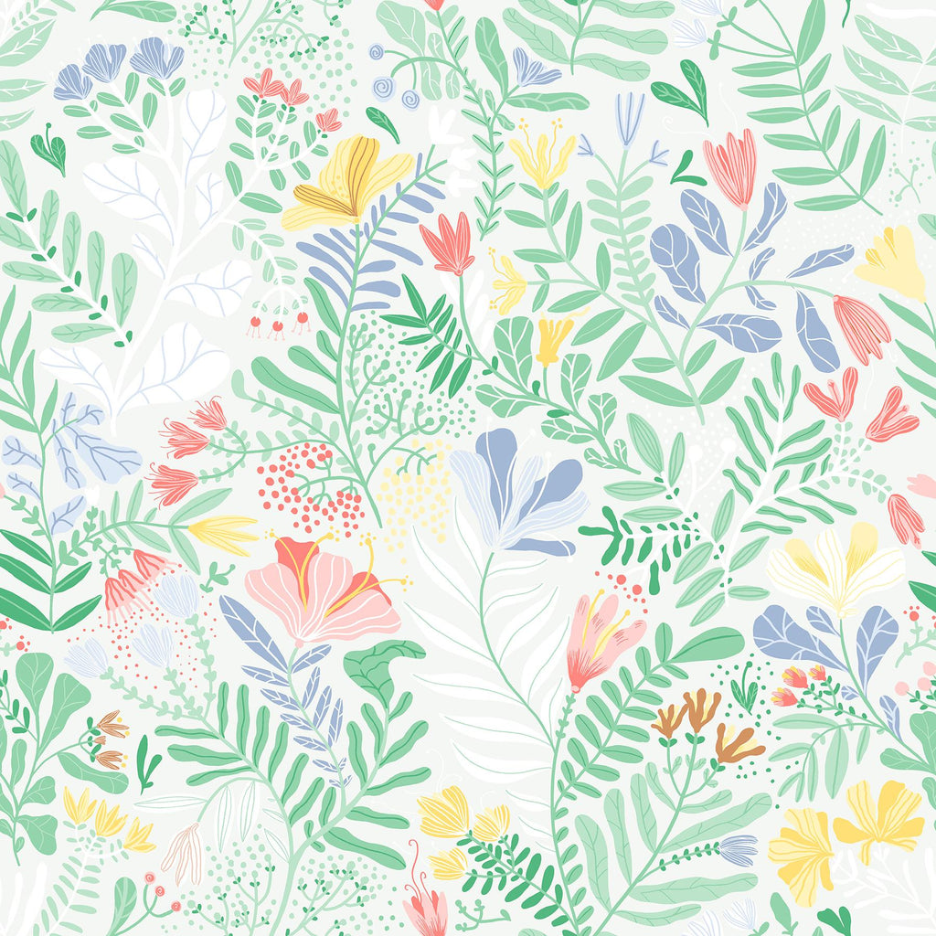 A-Street Prints Brittsommar Light Green Woodland Floral Wallpaper