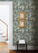 A-Street Prints Brittsommar Slate Woodland Floral Wallpaper