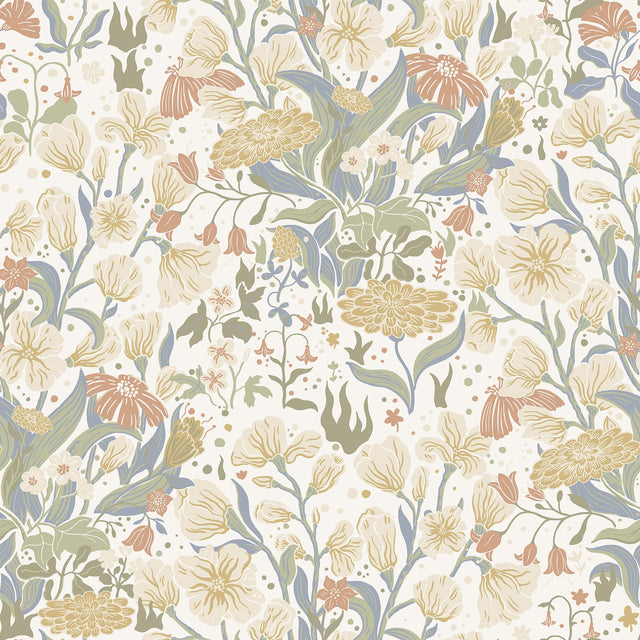 A-Street Prints Hava Neutral Meadow Flowers Wallpaper