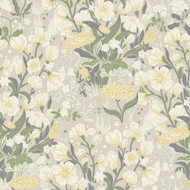 A-Street Prints Hava Yellow Meadow Flowers Wallpaper