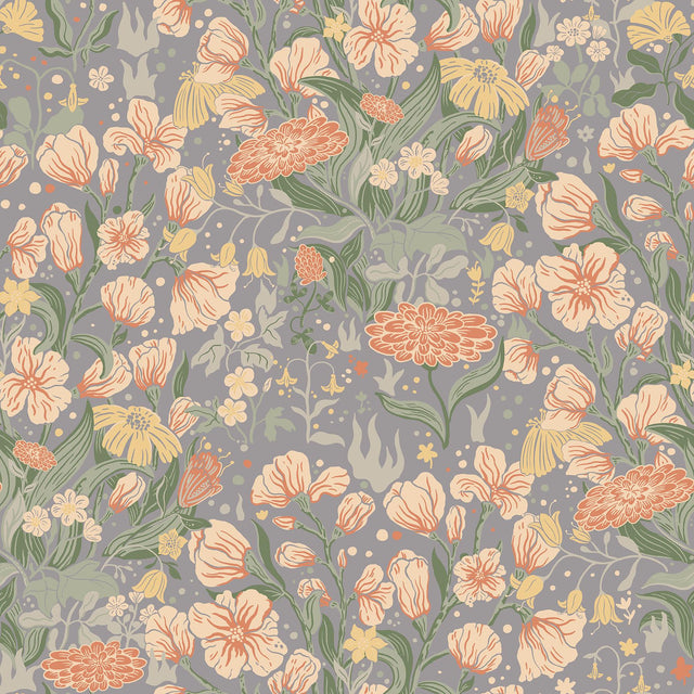 A-Street Prints Hava Coral Meadow Flowers Wallpaper