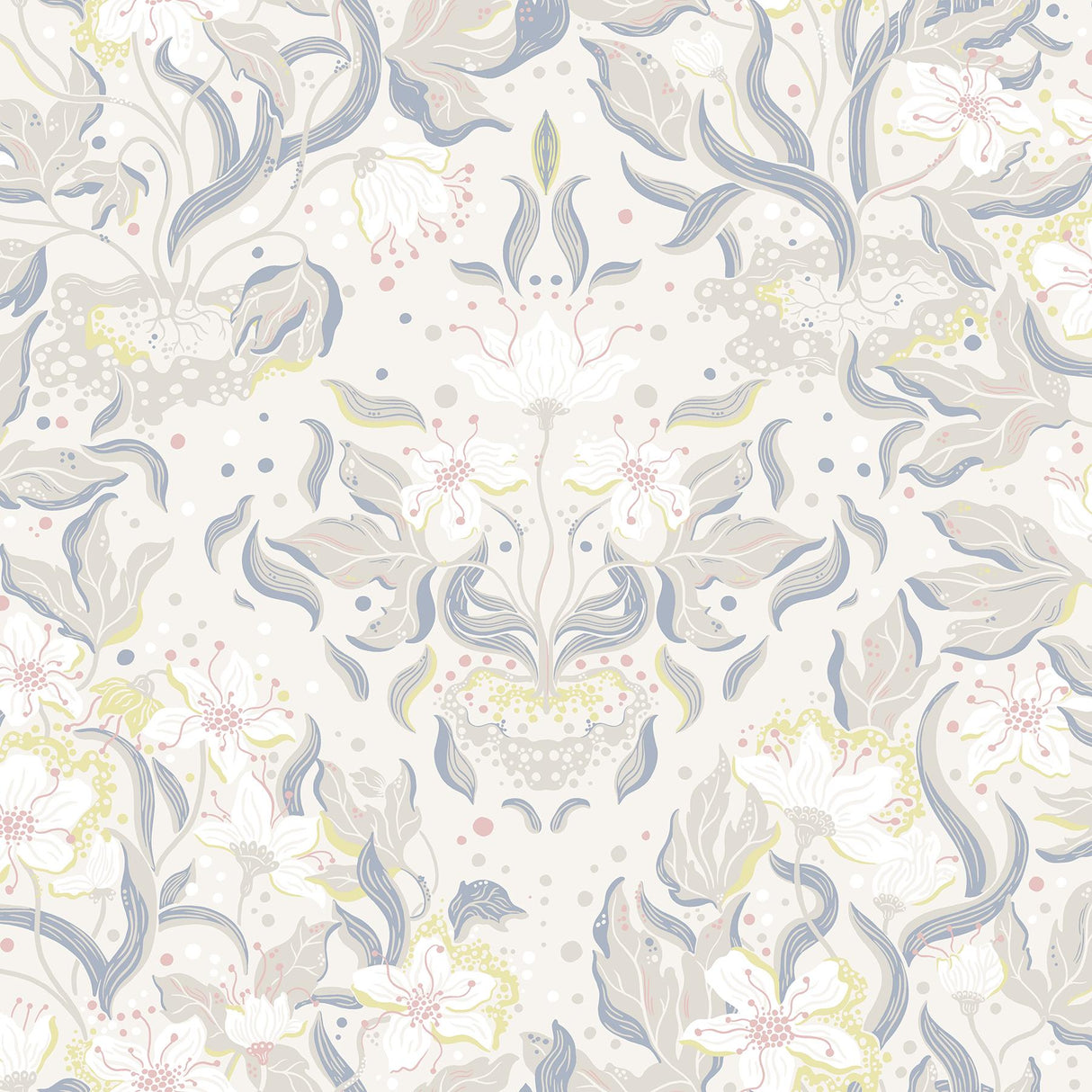 A-Street Prints Lisa Bone Floral Damask Wallpaper